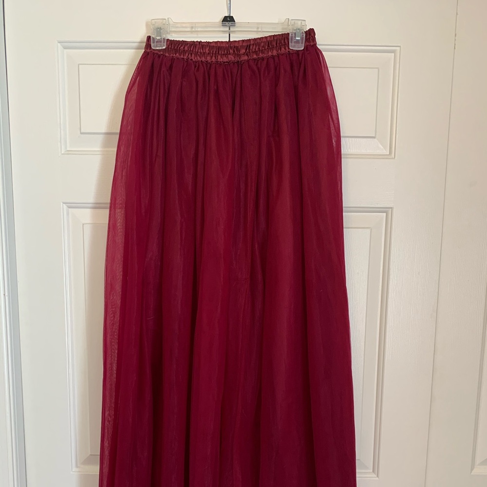 Burgundy Tulle Floor length skirt